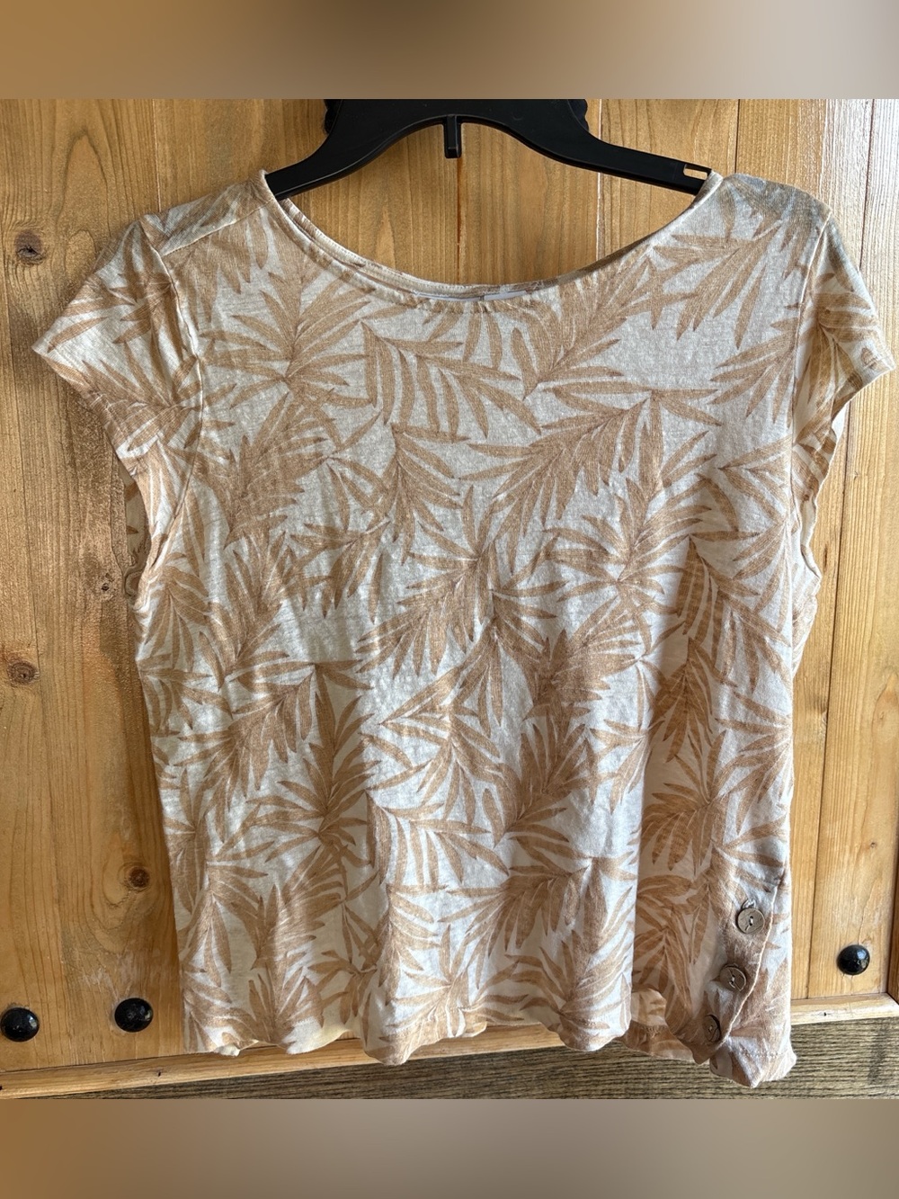 Nicole Miller 100% linen tropical shirt SZ L